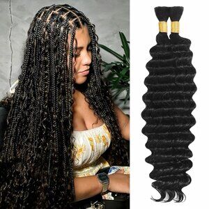 NEW 100% Human Hair 16" 2 Bundles 70g Deep Wave Boho Braids Curly Ends Extension